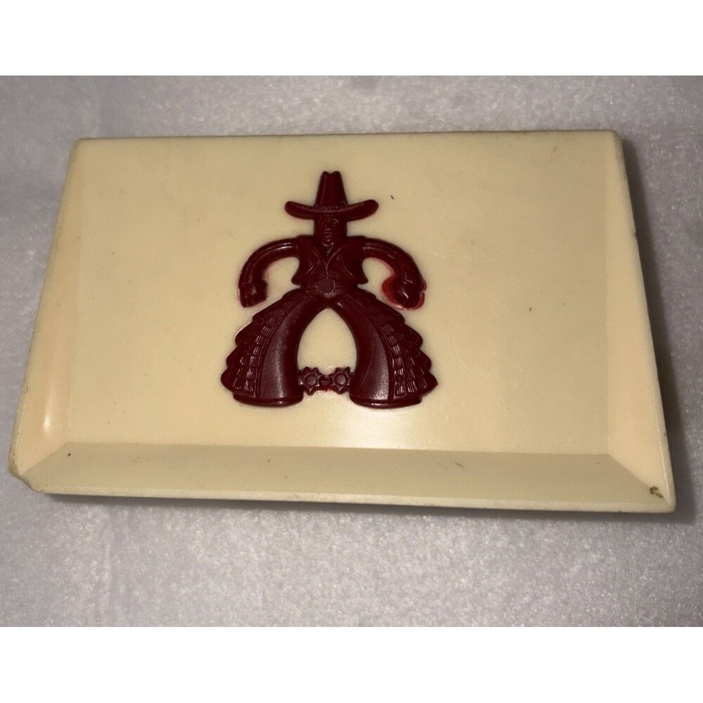 Vintage Plastic Planter Desk Caddy Red Gunslinger Rodeo Cowboy Western Decor